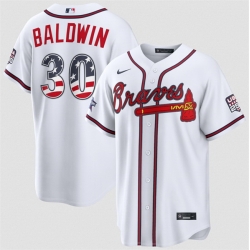Men Atlanta Braves  30 Drake Baldwin White 2026 All Star Edition Stars   Stripes Stadium Pick A Player Stitched Baseball Jersey