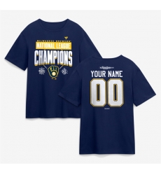 Men Milwaukee Brewers Navy 2026 Custom National League Champions Name   Number T Shirt